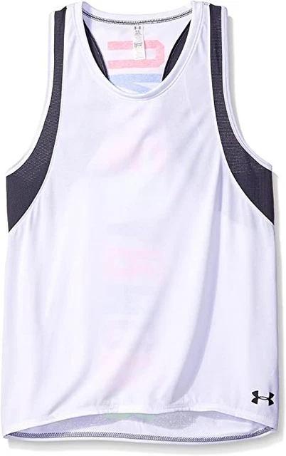 Under armour Ragazze' Veloce Pass Girocollo Canotta Racerback Top,Bianco / Gray,