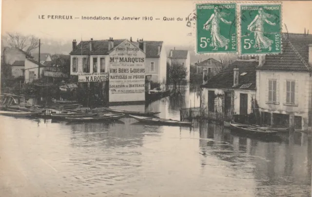 CPA 94 LE PERREUX Floods de January 1910 Quai de Halage