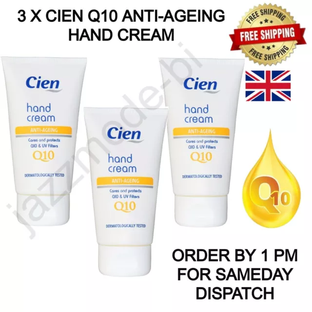 3 X CIEN Q10 ANTI-AGEING HAND CREAM WITH UV FILTERS (3 PACK) 75ml