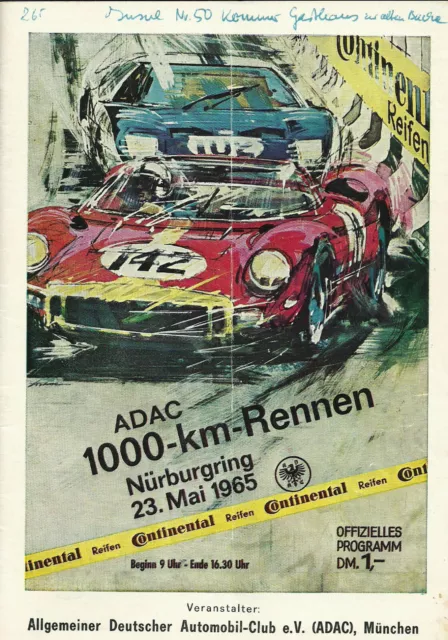 ADAC 1000km Rennen Nürburgring 1965 Programmheft