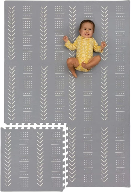 Play Mat Toddler Extra Large Floor Padding Non-Toxic Foam 72 x 48 Inches Gray