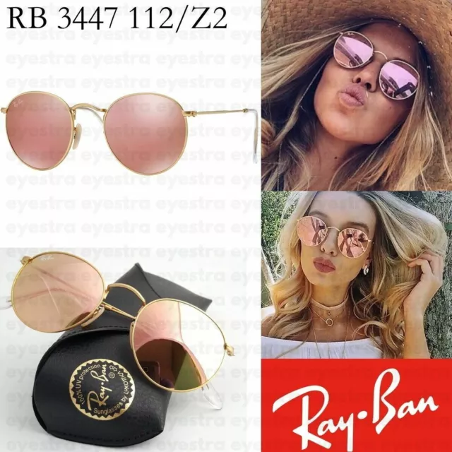 igennem Rastløs mock RAY-BAN ROUND METAL RB3447 112/Z2 50mm Gold Frame Pink Flash Lenses RayBan  $159.99 - PicClick AU