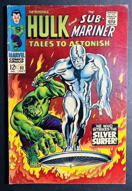 Tales To Astonish #93 Silver Surfer Vs Incredible Hulk! Marvel Comics 1967!