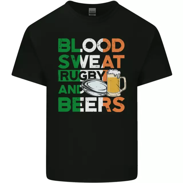 Blood Sweat Rugby E Birre Irlanda Divertente Uomo Cotone T-Shirt Maglietta