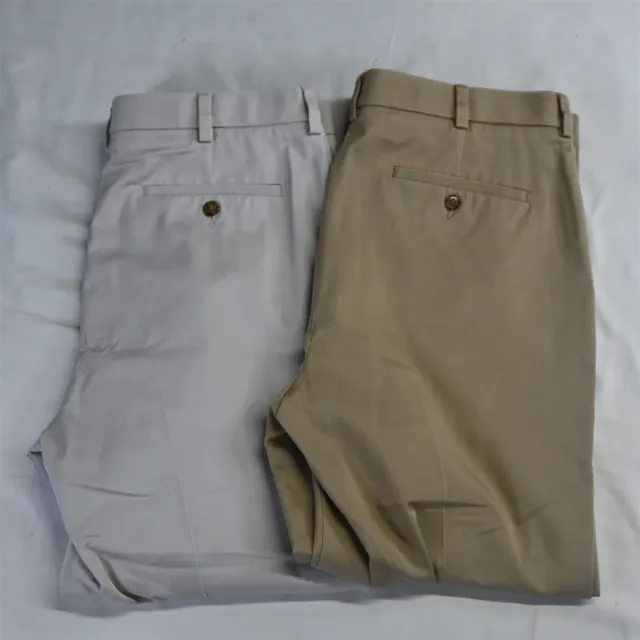 Lot 2 Roundtree & Yorke 34 x 29 Khaki Travel Smart Core Comfort Mens Chino Pants