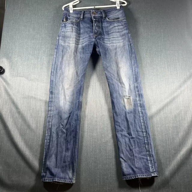 Diesel Waykee Mens Jeans Blue Straight Leg Five Pockets Size 30x32 Cotton