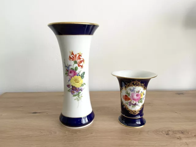 2 Meissen Vasen Krater Trompeten Vasen..   1.Wahl ..kobaltblau..26 cm