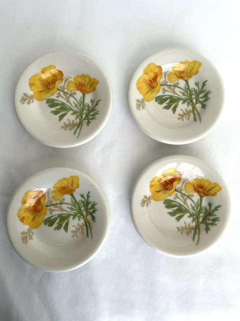 4 Syracuse Atchison Topeka Santa Fe California Poppy Railroad China Butter Pats