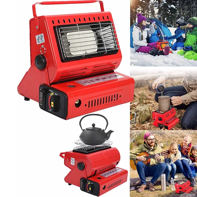 2in1 Tragbare Gasheizung 1,3KW Camping Butan Gas Kocher Zeltheizung Keramik DE 2