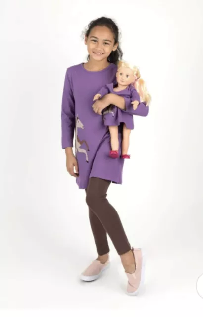 Leveret Matching Girl Doll Set Dress Purple Sz 8