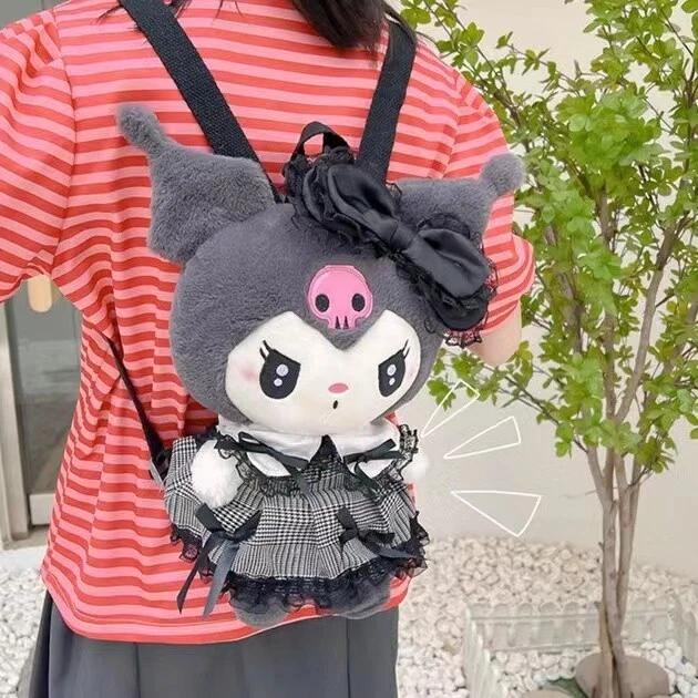 KUROMI CUTE CARTOON Doll Backpack Messenger Bag Plush Toy Doll kids