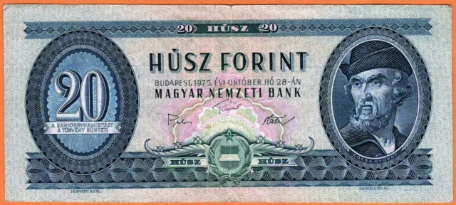 HUNGARY 1975 Very  Fine  20 Forint  Banknote Bill P- 169f