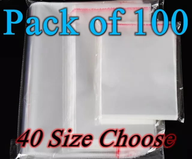 [XM]Medium Self Sealable Seal OPP Clear Plastic Cellophane Bags Adhesive 40 Size