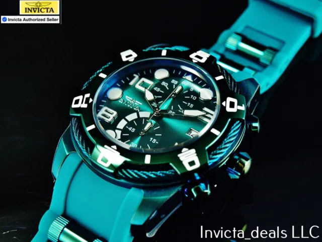 Invicta Men's 50mm BOLT Chronograph GREEN DIAL Green Tone Stainless Steel Watch
