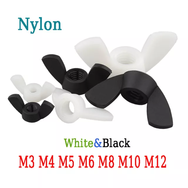 Nylon Wing Nut Butterfly Nut Black White Furniture Machinery Accessories M3~M12