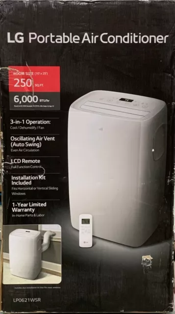 LG Portable Air Conditioner Dehumidifier 6000BTU 27"H, White LP0621WSR*