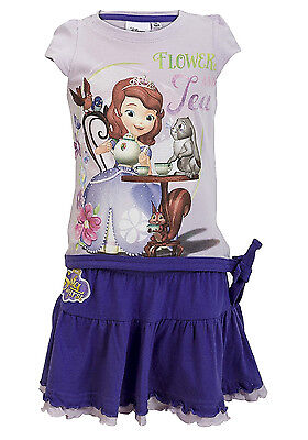 Girls Disney Minnie Mouse Princess Sofia 2PC Summer Set Top and Skirt Set Age2-8