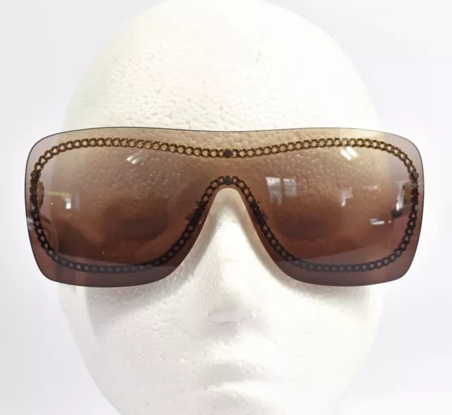 GENUINE CHANEL 4243 C395S5 Light Brown Pale Gold Chain Shield Sunglasses  £145.00 - PicClick UK