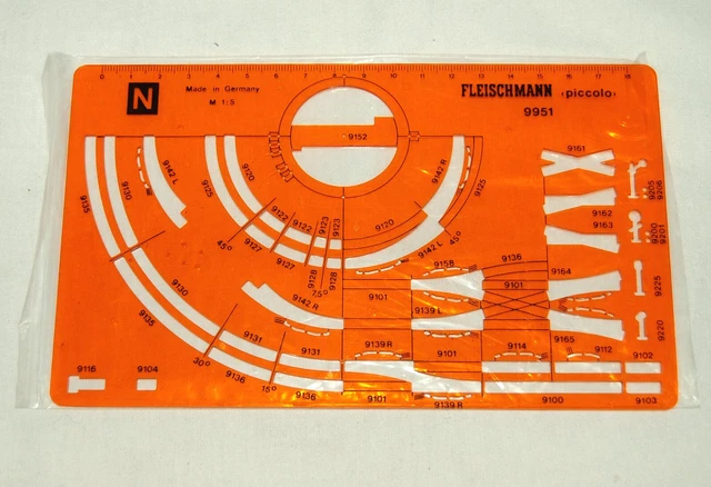 Gleisplane Module FLEISCHMANN 9951 GLEISPLAN Schablone 1:5 Gleisplanschablone Piccolo ...