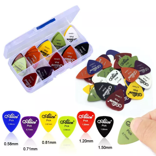 100pcs Guitar Picks Acoustic Electric Plectrums Celluloid Assorted Colors Boxed 3