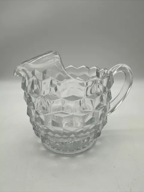 Vintage Fostoria American Glass Water Pitcher Ice Lip Footed 6 1/2"