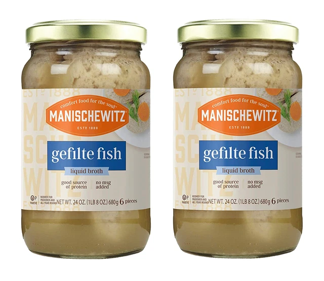 Manischewitz Gefilte Fish in Liquid Broth, Kosher for Passover, 24 Ounce (Pack o