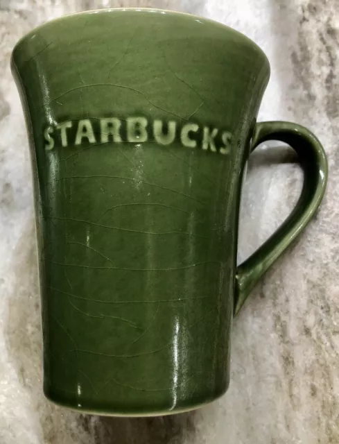Starbucks 2011 Green Embossed Logo Flare Rim Large Coffee Mug 20 oz