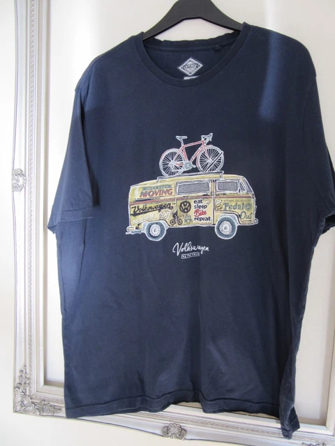 Fat Face men`s navy blue short sleeved T-shirt eat sleep bike repeat VW size XXL