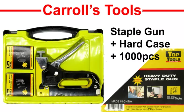 TOP TOOLS Heavy Duty Staple Gun + FREE 1000pcs Staples + Case > 4mm-14mm