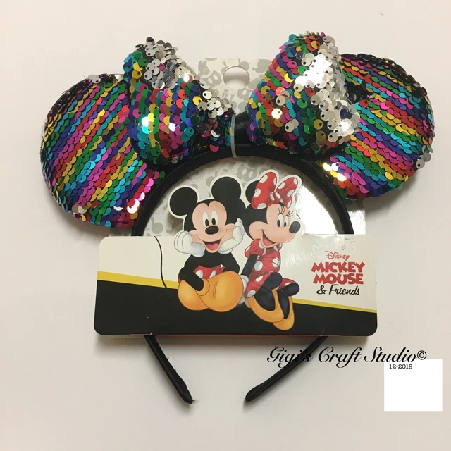 1pc Disney Minnie Mouse Ears Headband with Bow & Sequins Multicolor - New item!