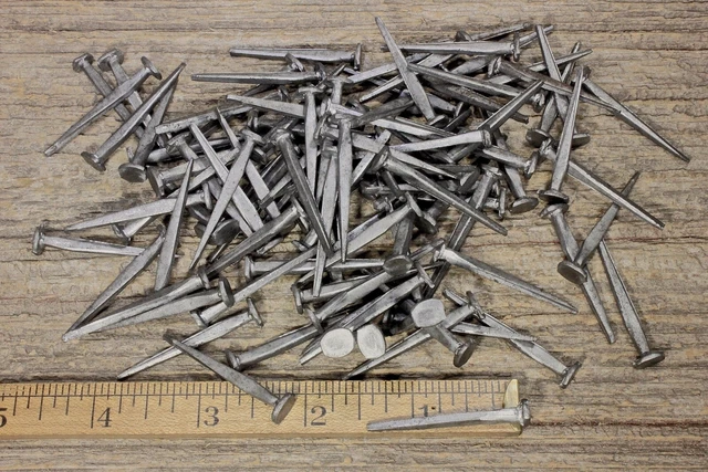 1 1/2” Square NAILS 100 lot antique wrought iron look round flat head Brads 1.5"