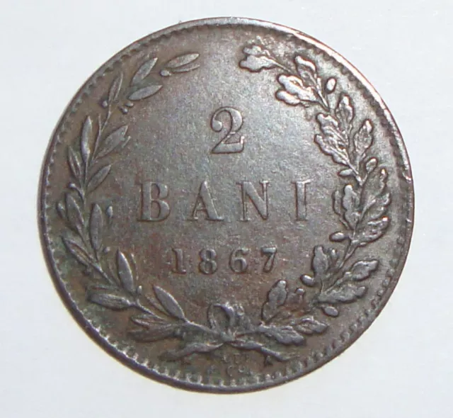 1867 Romania 2 Bani  Nice World Coin