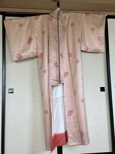 p8:Japanese Kimono Yukata Jacket Cardigan  KIMONO Robe  Pink Snow Flower