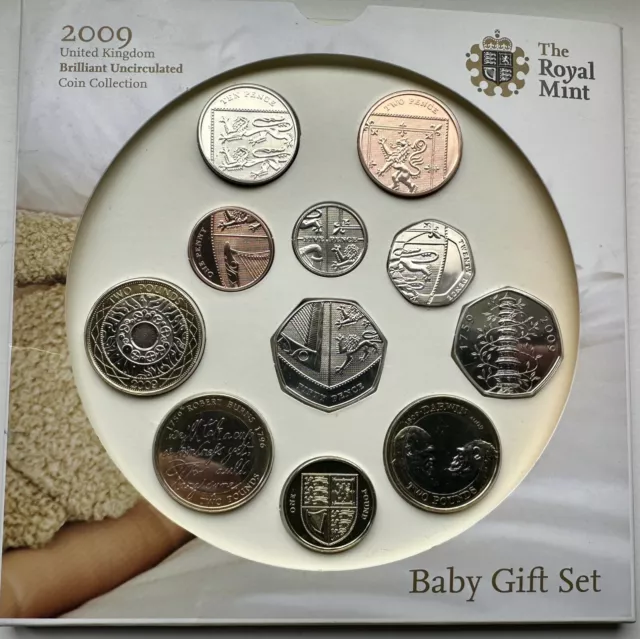 2009 UK Royal Mint Baby Gift Set 11 Coin Collection Uncirculated Kew Gardens 50p