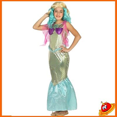 Costume Carnevale Ragazza Bambina Sirena Ariel Sirenetta Tg da 3 a 12 anni