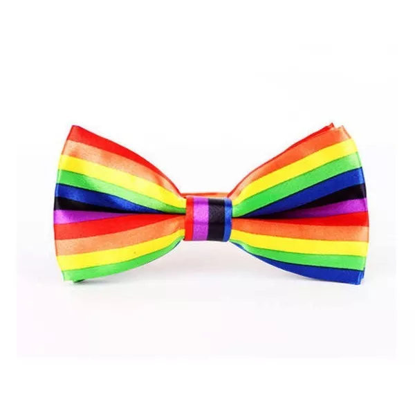 Unisex Gay Pride Bright Rainbow Stripe Bow Tie Fancy Dress Party Pre Tied New 2