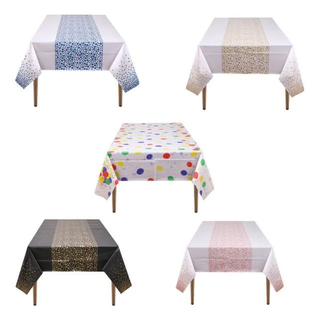 À Pois Spots Vinyle PVC Nappe 137x274cm Essuyer Fête Table Housse Chiffons 3