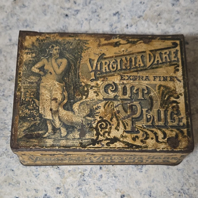 virginia dare tobacco VIRGINIA DARE EXTRA Fine Cut Plug Good Condition Rare Early Tobacco Tin  $62.99