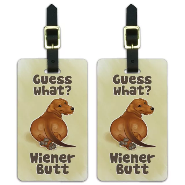 Guess What? Wiener Dog Butt Dachshund Luggage ID Tags Cards Set of 2