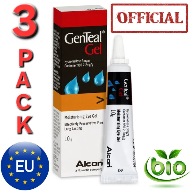 Genteal Gel 3=30ml steriles Gleitmittel Augengel lindert trockene Augen Exp.2025