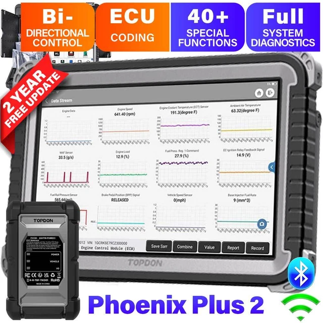 thumbnail image 2 of TOPDON Phoenix Plus 2 OBD2 Scanner - Full System Diagnostic Tool With 10.1" Touch Screen 2 of 14