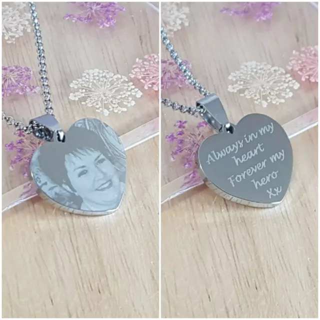 In Loving Memory Heart Photo Pendant, Personalised Memorial Keepsake, RIP