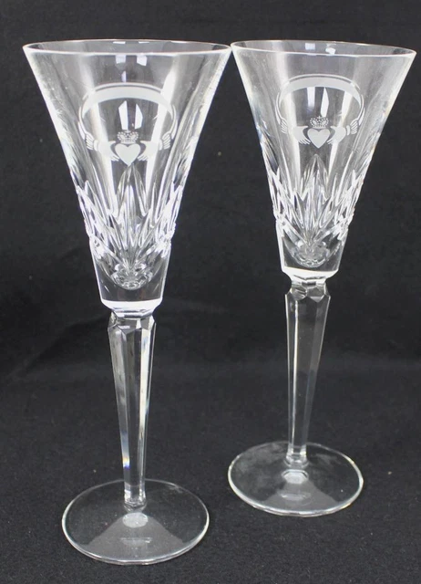 Waterford Cristal Clodagh Ensemble De 2 Champagne Flûtes Claddagh Design
