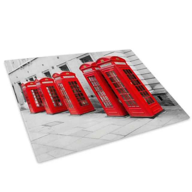 Red London Phone Box Glass Chopping Board Kitchen Worktop Saver Protector
