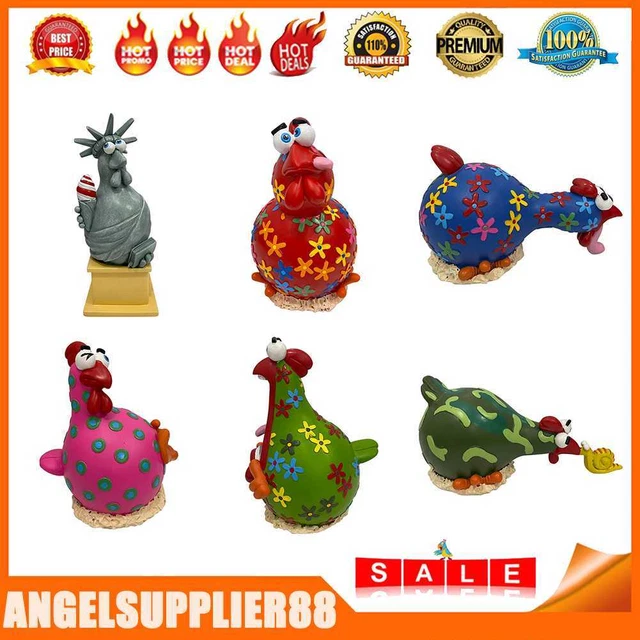 Resin Chicken Statue Funny Cute Chick Figurine Animal Art Sculptures Home Decor