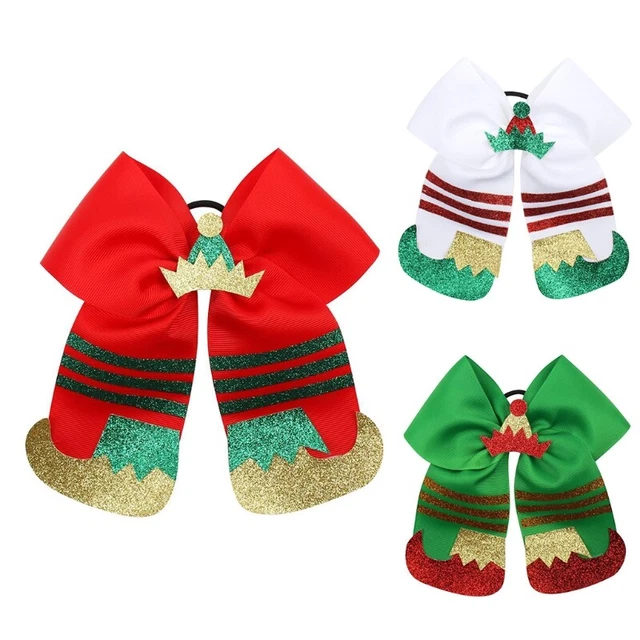Paillettes scricchiolii per capelli Natale fasce elastiche per capelli glitter supporto coda di cavallo