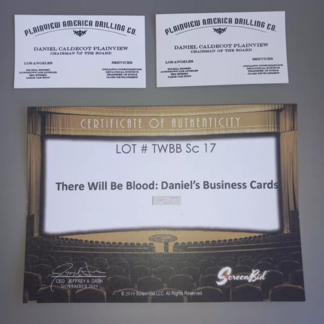 There Will Be Blood Movie Prop Daniel Day Lewis Daniels Business Cards