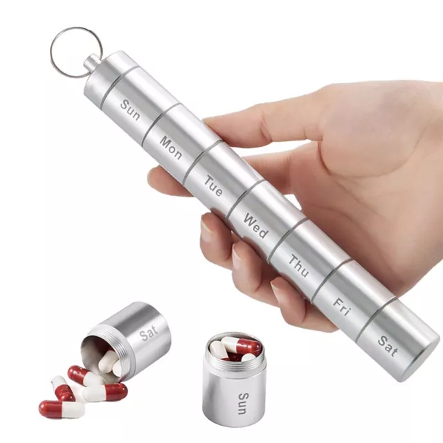 2pcs Office Portable Pill Case Outdoor For Travel Practical With Keychain Weekly