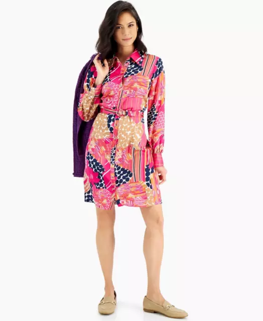 MSRP $90 Charter Club Printed Belted Dress Size L