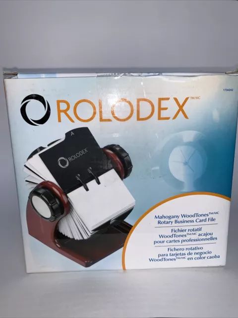 Rolodex 1734242 Rotary Card File A-Z Indexed Tabs Mahogany NOS Open Box